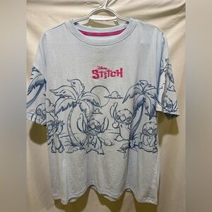 LG Disney Stitch Graphic Tee in Light Blue with Pink Logo